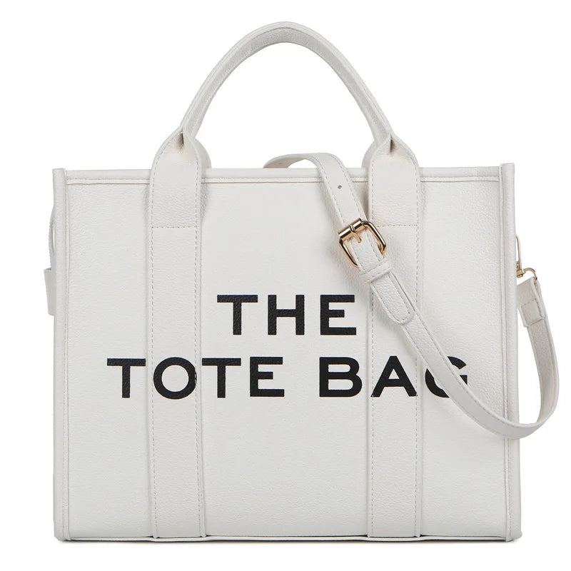 Women'S New Fashionable Tote Bag Simple PU Letter Handbag Casual Large Capacity Crossbody Bag Fashionable Solid Color Tote Bag