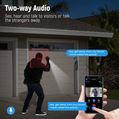 1080P Wireless Video Doorbell Camera, Smart AI Human Detection, FHD Live View, Cloud Storage, Night Vision, Two Way Audio, Instant Alert, 2.4G WiFi Only, Indoor/Outdoor Surveillance Cam for Home Security System