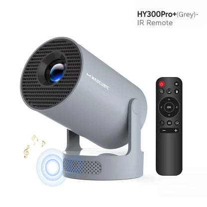 [US warehouse] Magcubic HY300Pro Projector 290ANSI Android 14.0 Dual WiFi6 8K 4K Decode Auto Keystone Correction Wireless BT5.4 130"Screen 1280*720P Built-in Speaker Allwinner H726 180° Rotatable Mini Portable Home Cinema Outdoor Audio Summervibes Gift - Color: HY300PRO+/Grey