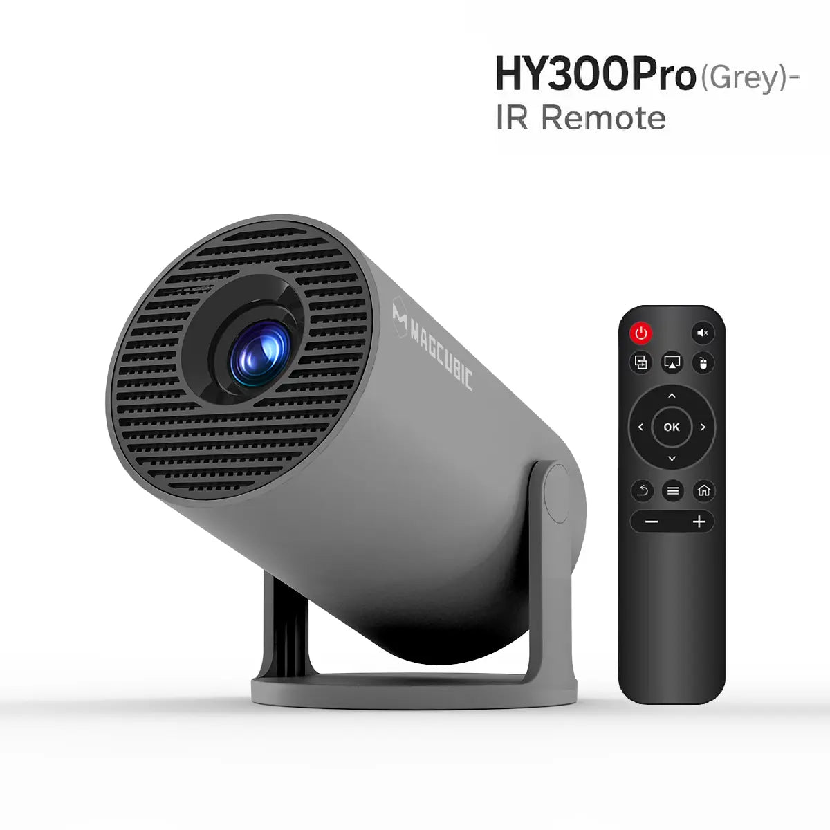 [US warehouse] Magcubic HY300Pro Projector 290ANSI Android 14.0 Dual WiFi6 8K 4K Decode Auto Keystone Correction Wireless BT5.4 130"Screen 1280*720P Built-in Speaker Allwinner H726 180° Rotatable Mini Portable Home Cinema Outdoor Audio Summervibes Gift - Color: HY300PRO-Grey