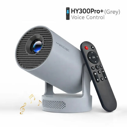 [US warehouse] Magcubic HY300Pro Projector 290ANSI Android 14.0 Dual WiFi6 8K 4K Decode Auto Keystone Correction Wireless BT5.4 130"Screen 1280*720P Built-in Speaker Allwinner H726 180° Rotatable Mini Portable Home Cinema Outdoor Audio Summervibes Gift - Color: Voice Control-HY300Pro+(Grey)