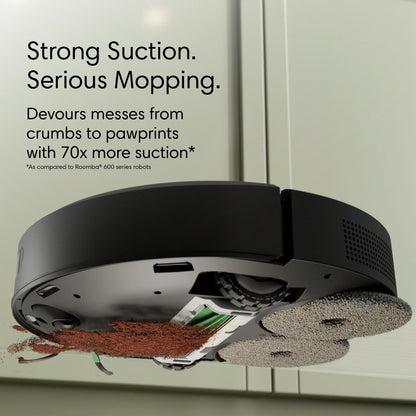 Roomba® Plus 405 Combo Robot Vacuum & Mop + AutoWash™ Dock – 70X Intense Suction with Carpet Boost, DualClean™ Mop Pads, Auto-Empty Debris, and Auto-Wash & Dry Mop Pads - up to 75 Days Hands-Free Cleaning