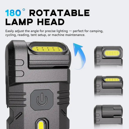 Multifunctional Mini Flashlight with Clip, Rechargeable Rotating Magnetic Work Light,Portable Hands Free Light for EDC Outdoors
