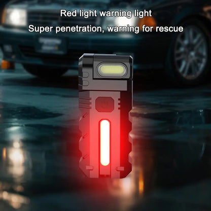 Multifunctional Mini Flashlight with Clip, Rechargeable Rotating Magnetic Work Light,Portable Hands Free Light for EDC Outdoors