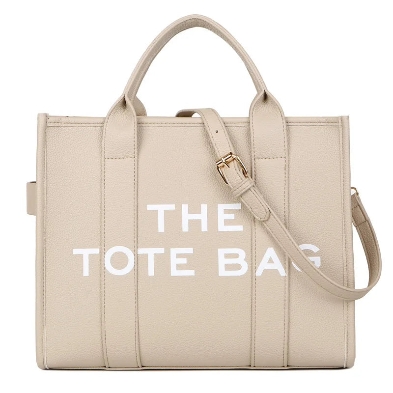 Women'S New Fashionable Tote Bag Simple PU Letter Handbag Casual Large Capacity Crossbody Bag Fashionable Solid Color Tote Bag