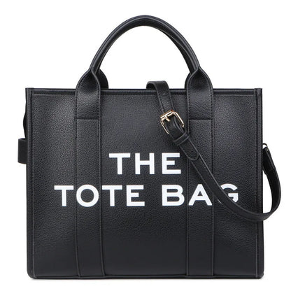 Women'S New Fashionable Tote Bag Simple PU Letter Handbag Casual Large Capacity Crossbody Bag Fashionable Solid Color Tote Bag